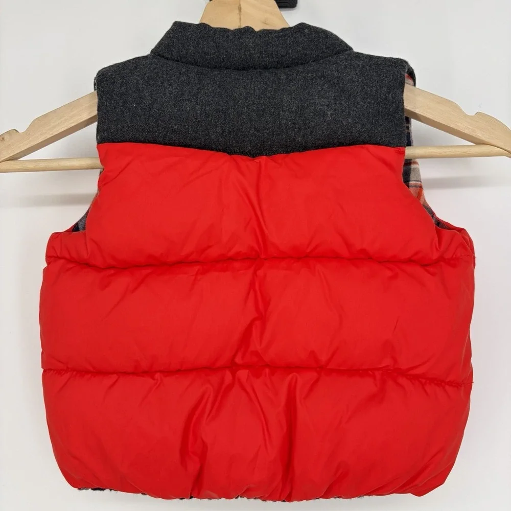 Baby Gap Boys Plaid Puffer Vest 12-18 Mo Plaid Lined Wool Blend Snaps Y2K Fall